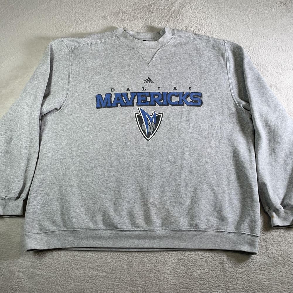 Vintage Dallas Mavericks Sweatshirt Mens 2XL Gray NBA Basketball Adidas Crewneck